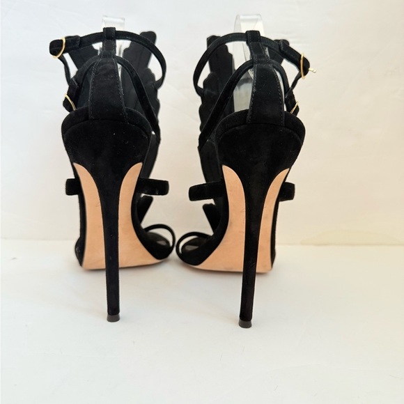 Giuseppe Zannoti Black Suede Leather Gold Wings Cruel 2.0 High Heel Sandals EU41 - Picture 7 of 12